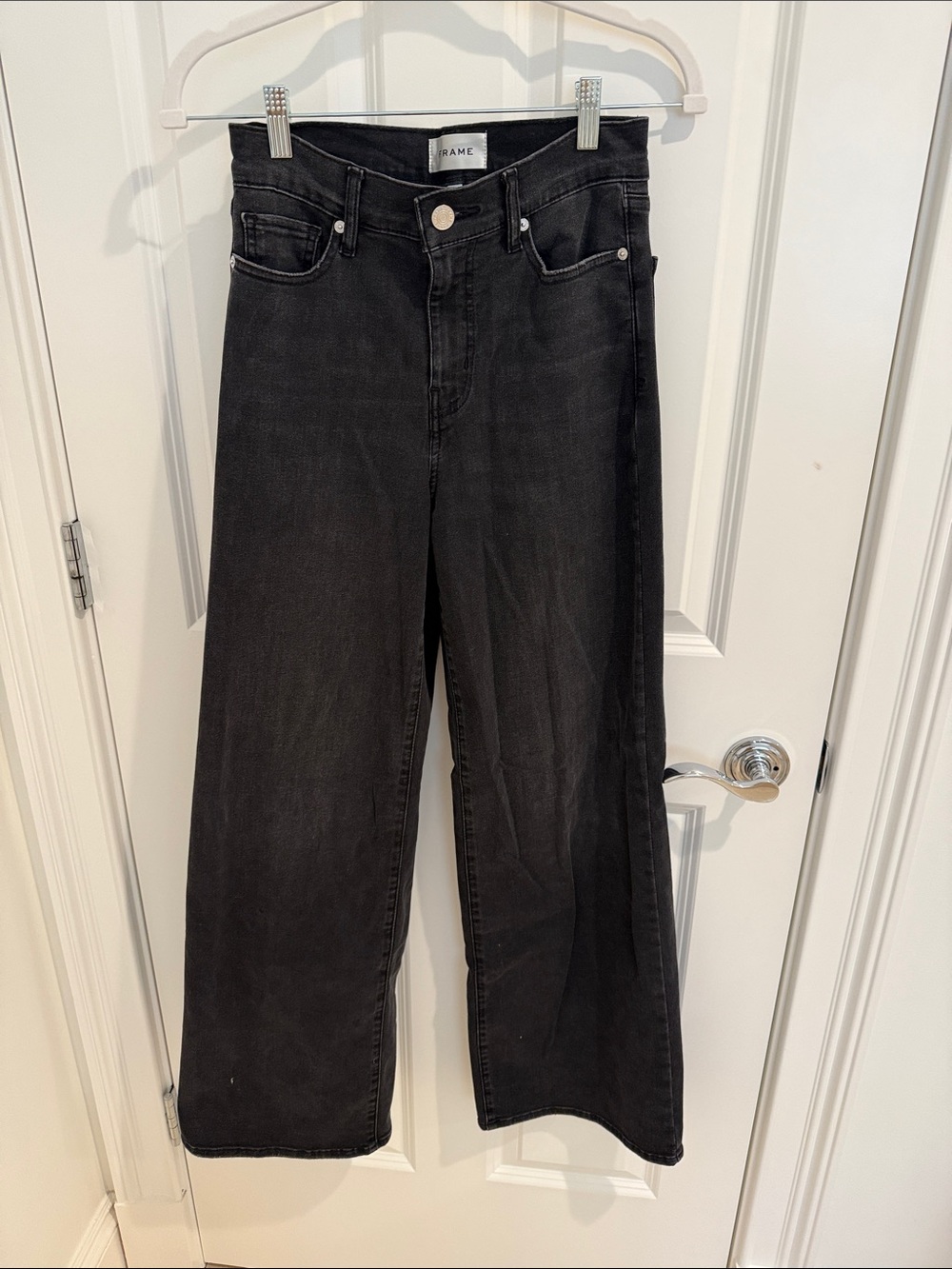 Frame Denim Black High-Rise Wide-Leg Jeans